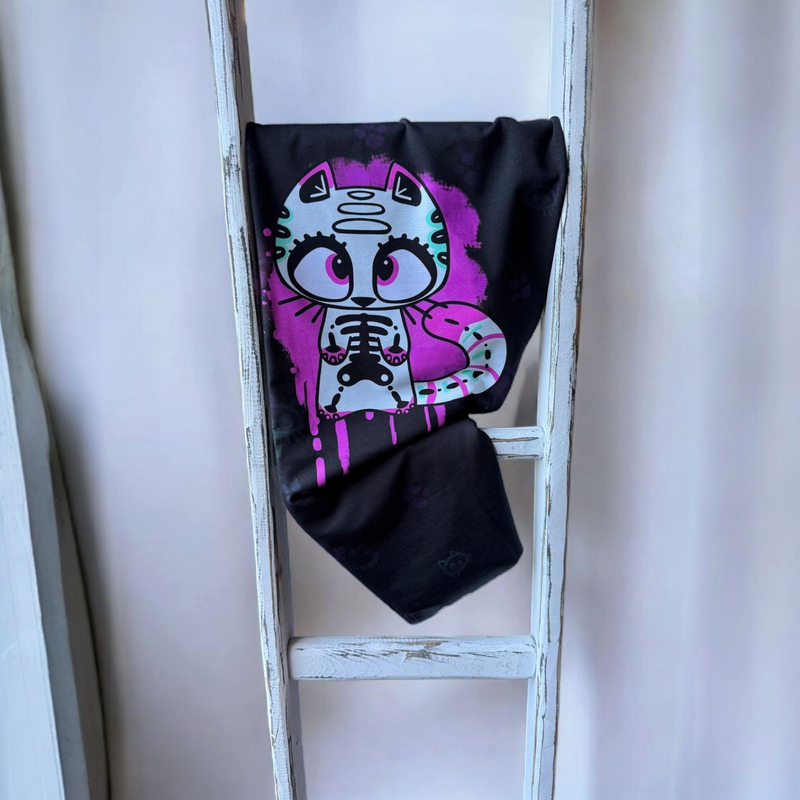 0,75 m Bio-Jersey Panel Skull cat Tintenrebell