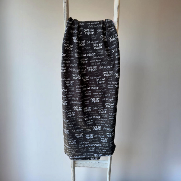 0,5m French Terry Cute but Psycho Schwarz weiß