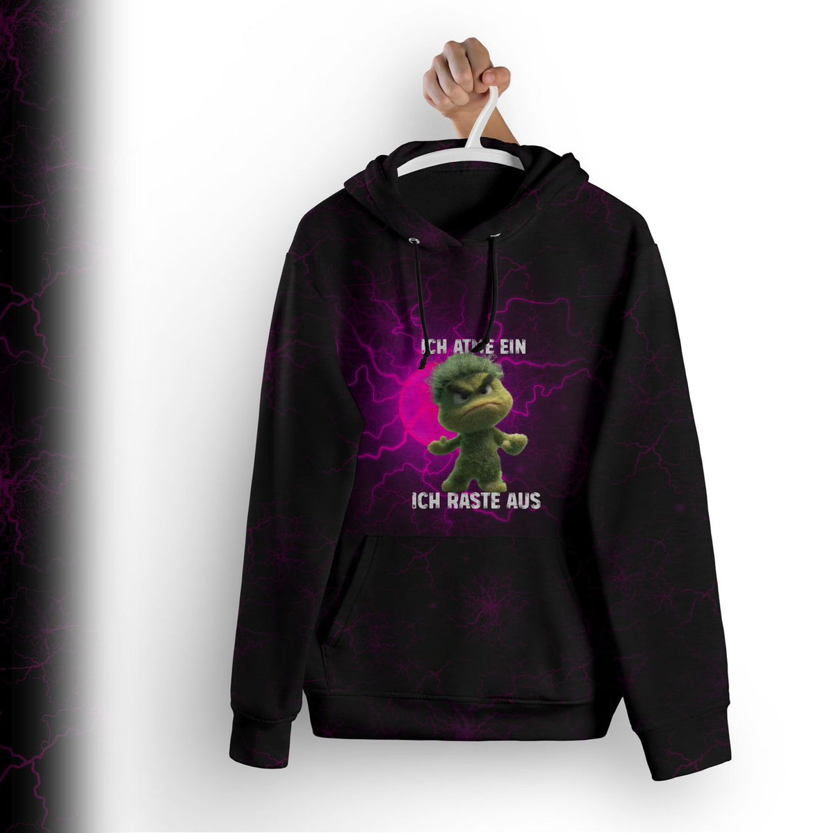 1m Bio-Sommersweat 1m Ich atme ein ich raste aus pink Panel