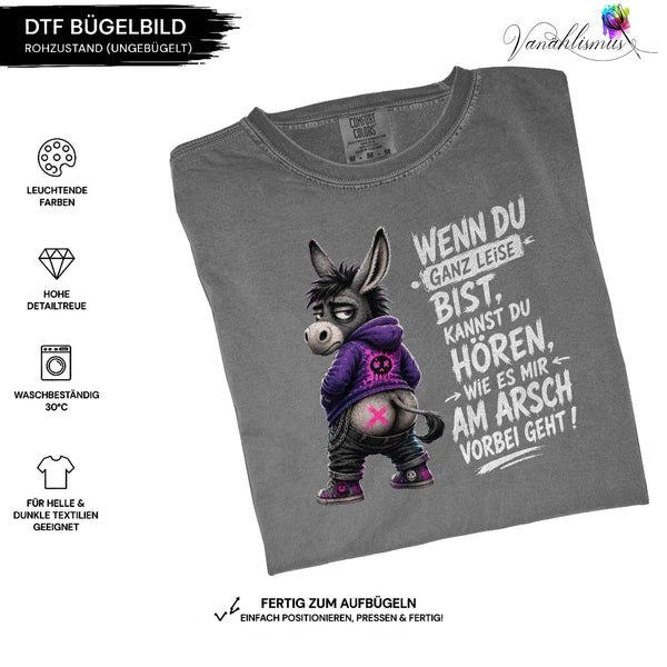 Bügelbild „am arsch vorbei“ weiße Schrift