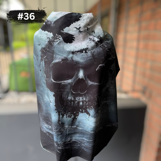 Vorbestellung: 1m Bio KuschelSweat "Skull Raven shadow!"