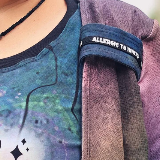 Flachkordel: 1m "allergic to Idiots"