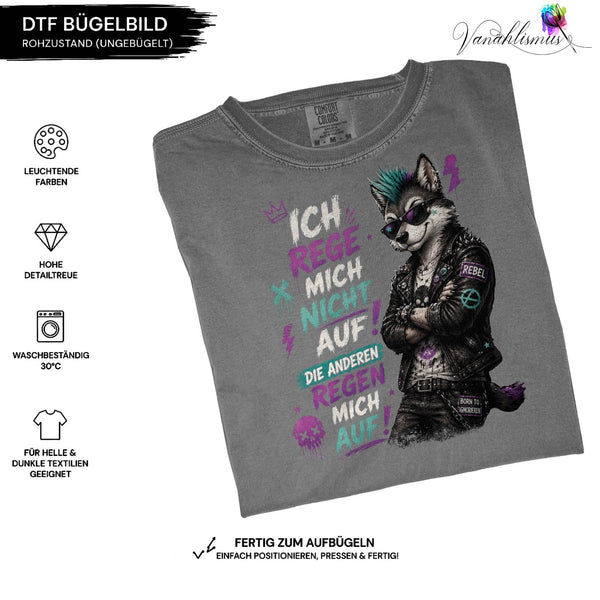 Bügelbild ich reg mich nicht auf bunt weiß