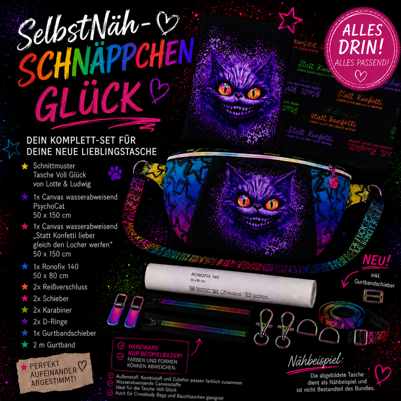 SelbstNäh-SchnäppchenGlück Tasche voll Glück Psychocat