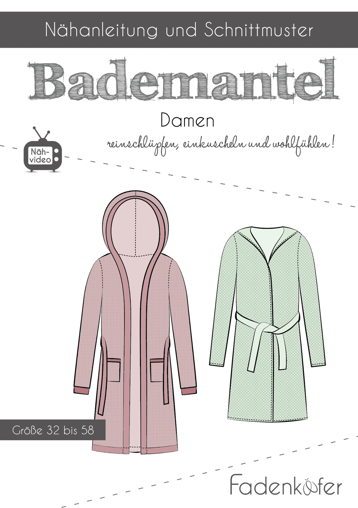 Papierschnittmuster Bademantel Damen Fadenkäfer gr. 32-58