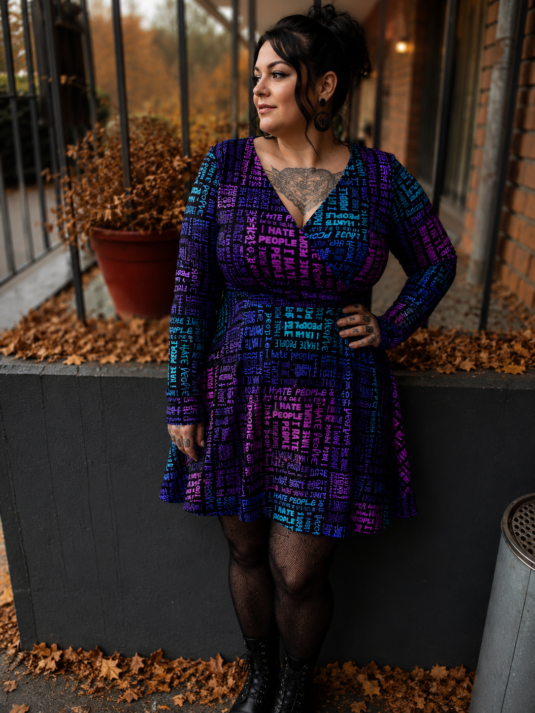 SelbstNäh-SchnäppchenGlück Wickelkleid I hate People Größe 34 bis 58
