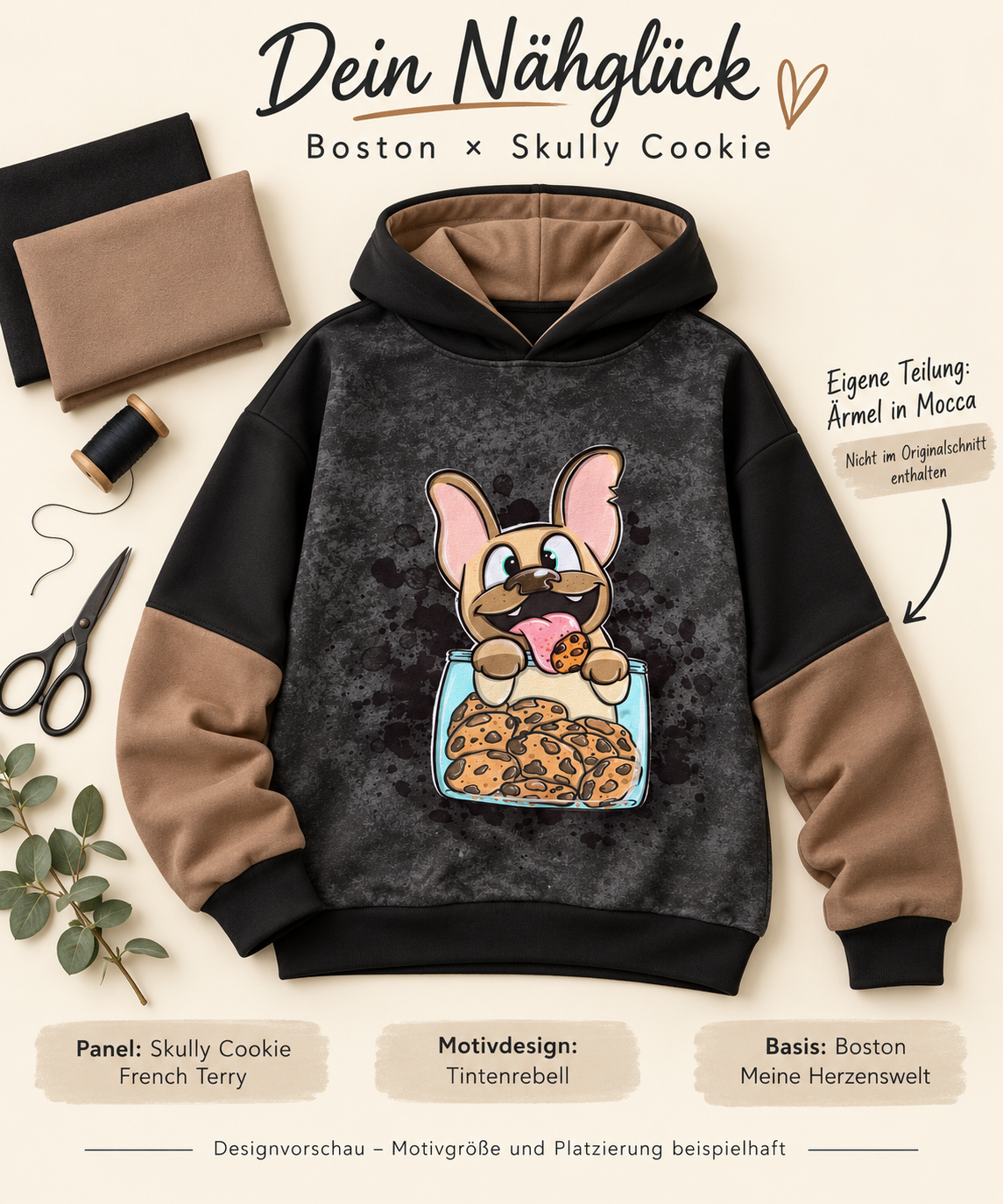 Nähpaket SelbstNäh-SchnäppchenGlück Boston Skully Cookie Größe 32-58