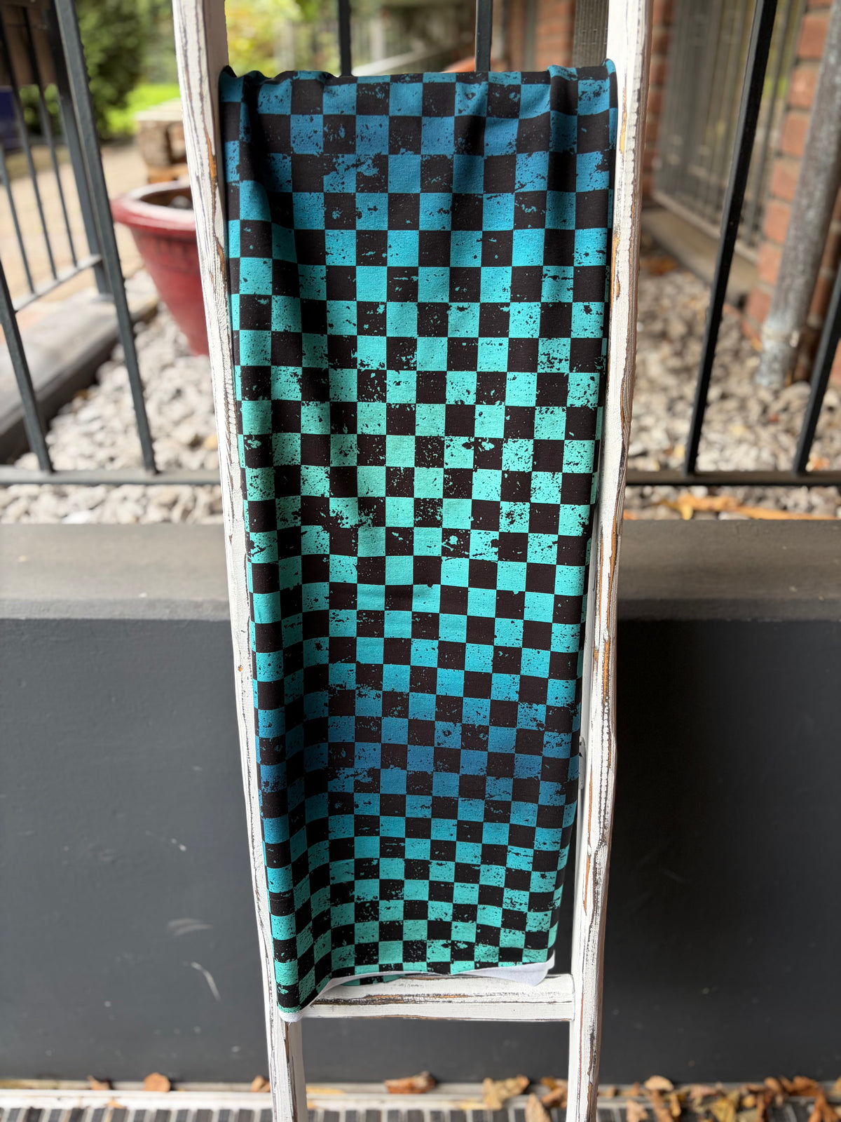 0,5m Jersey Schachbrett türkis mint