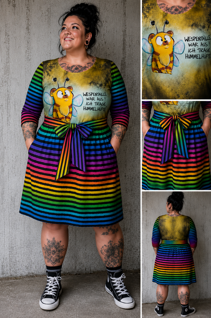 SelbstNäh-SchnäppchenGlück Kleid Easy Rainbowstripes bis Größe 58