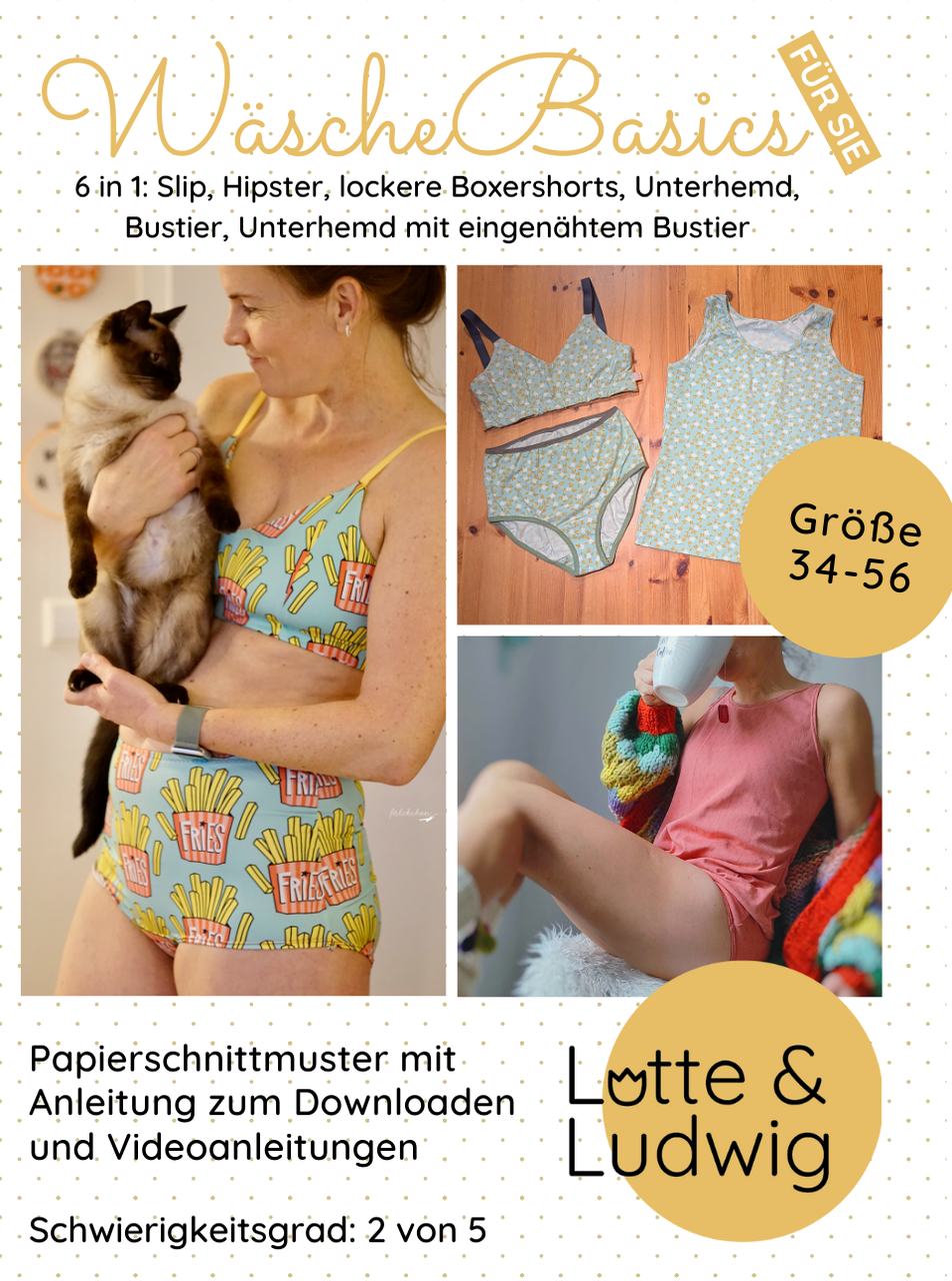 Papierschnittmuster 34 bis 56 WäscheBasics Lotte und Ludwig