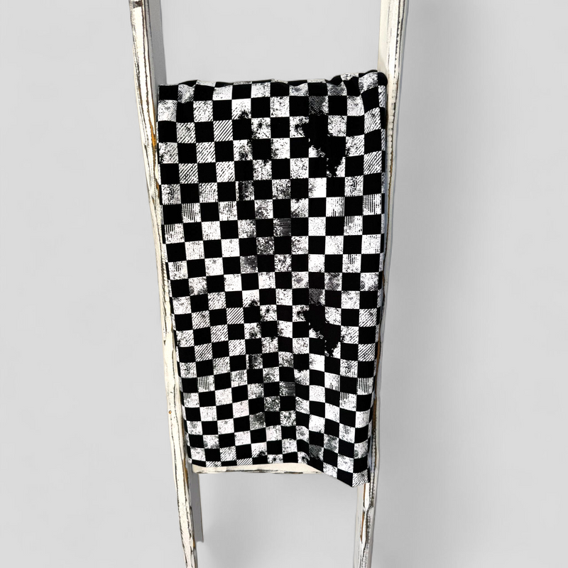 0,5m Sommersweat Grunge Schachbrett schwarz weiß