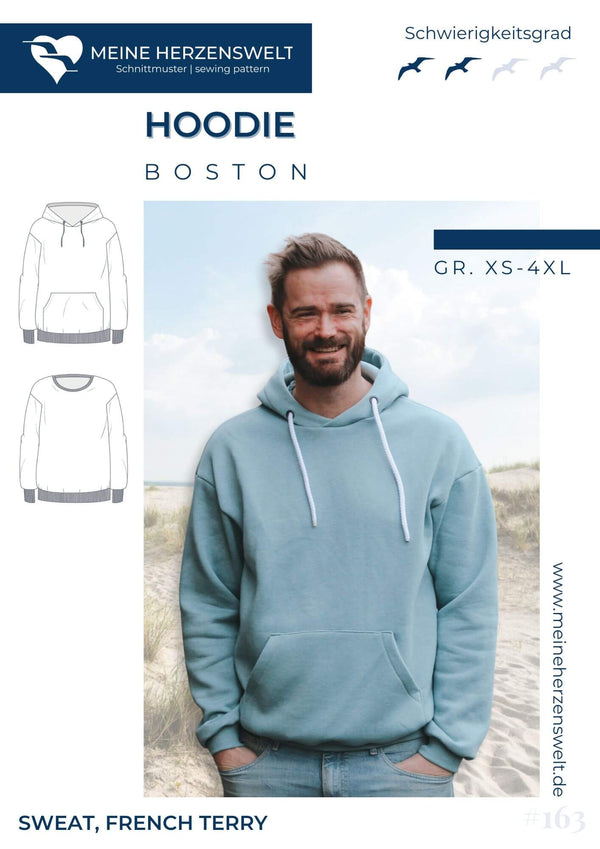 Papierschnittmuster Hoodie Boston Herren