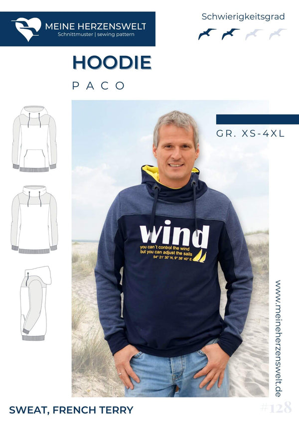 Papierschnittmuster Hoodie Paco Herren