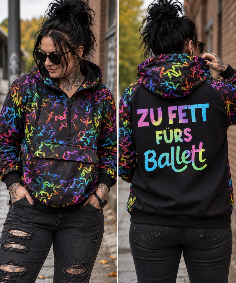 SelbstNäh-SchnäppchenGlück Windbreaker zu fett fürs Ballett Größe 2XS bis 5XL