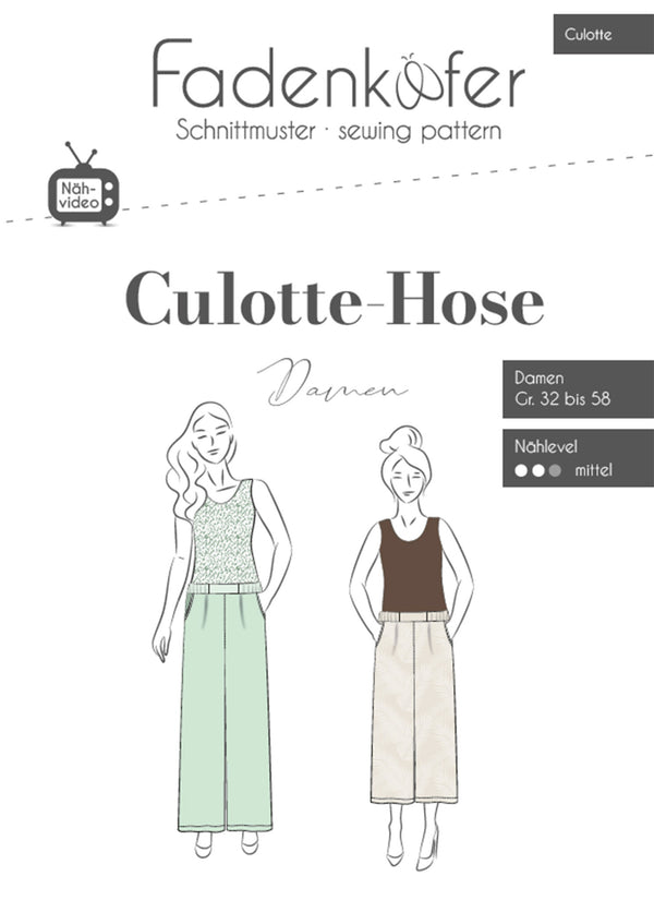 Papierschnittmuster Culotte Fadenkäfer 32 bis 58