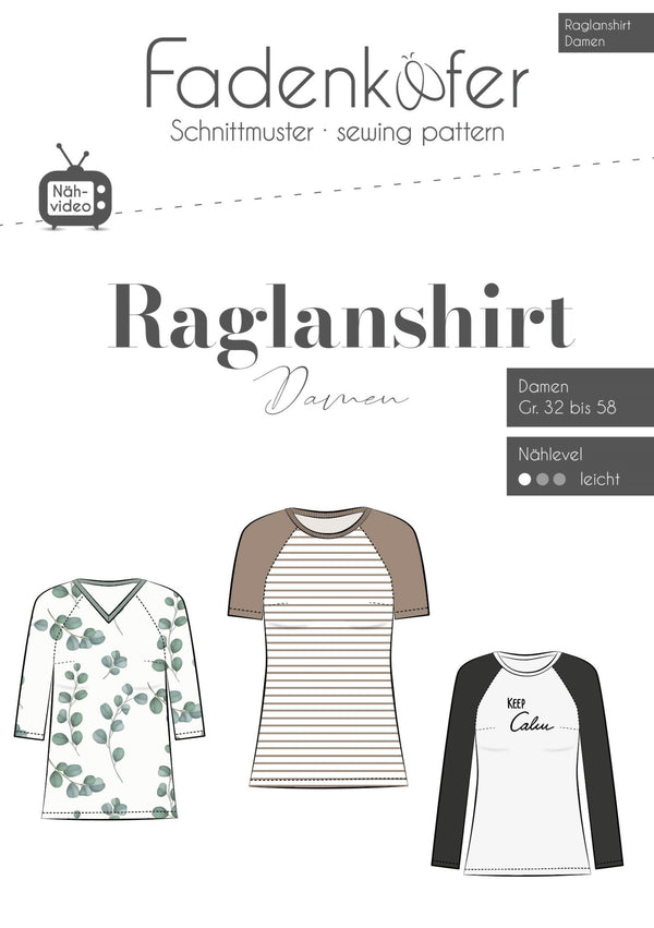 Papierschnittmuster Raglanshirt Damen Fadenkäfer