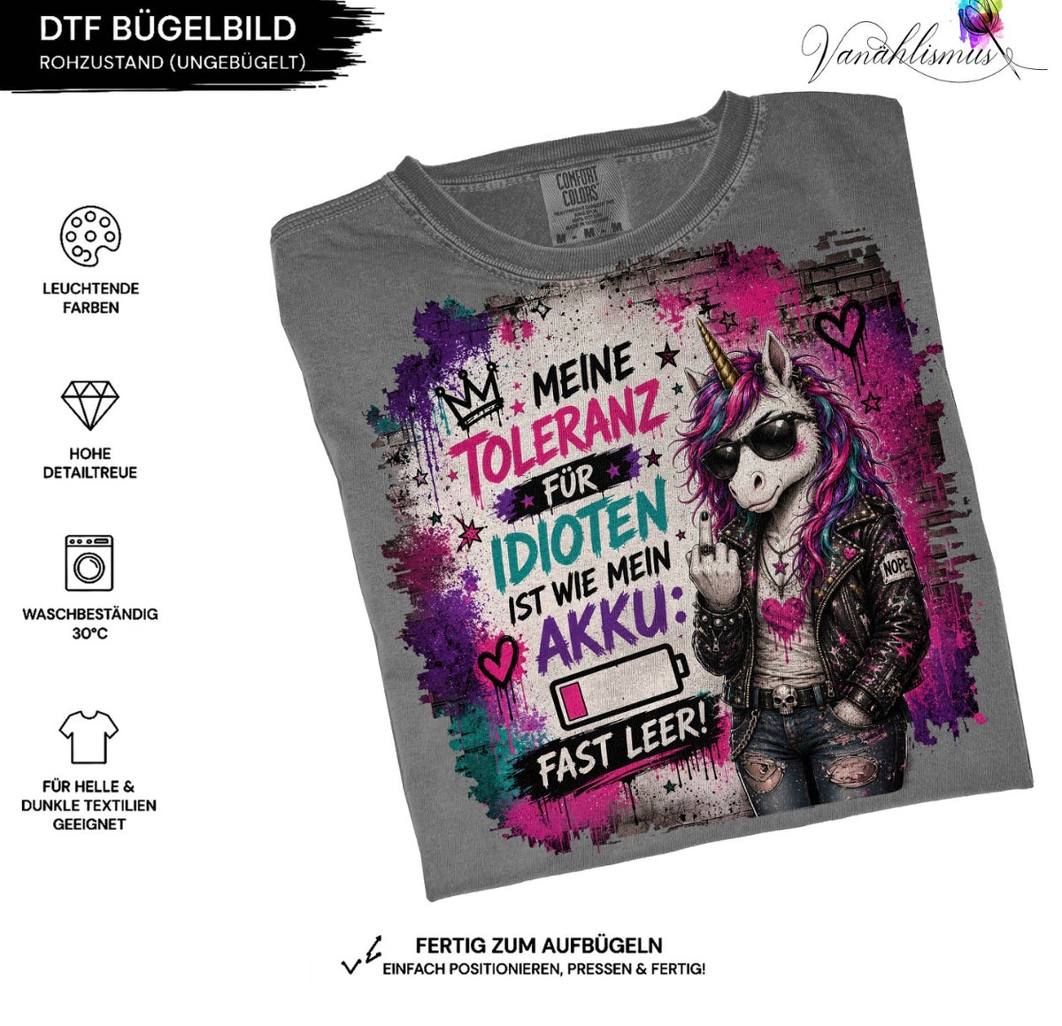 Bügelbild Toleranz für idioten