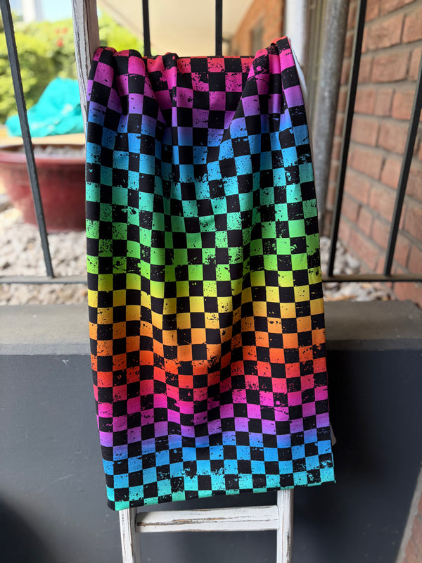 0,5m Jersey Schachbrett Rainbow Meterware