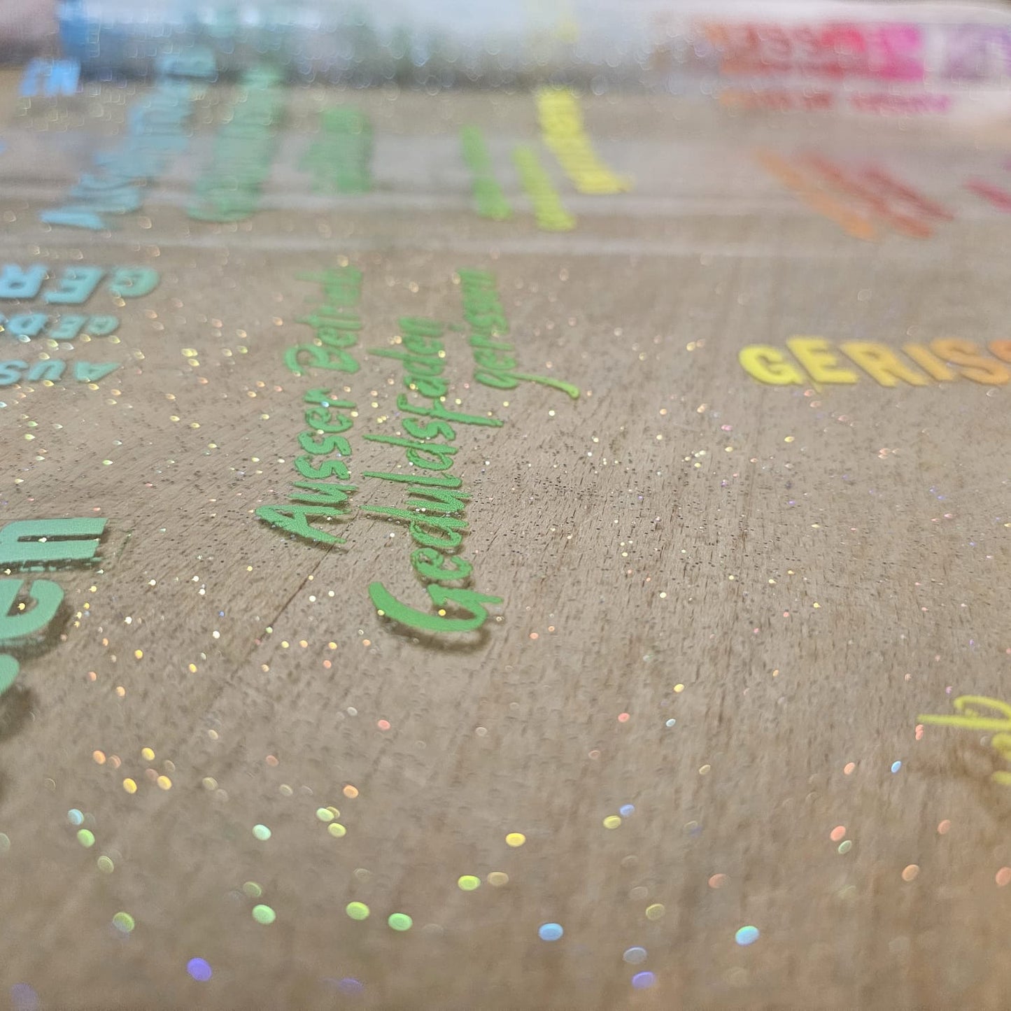 0,5m durchsichtiges Glitzer Vinyl Geduldsfaden gerissen Rainbow