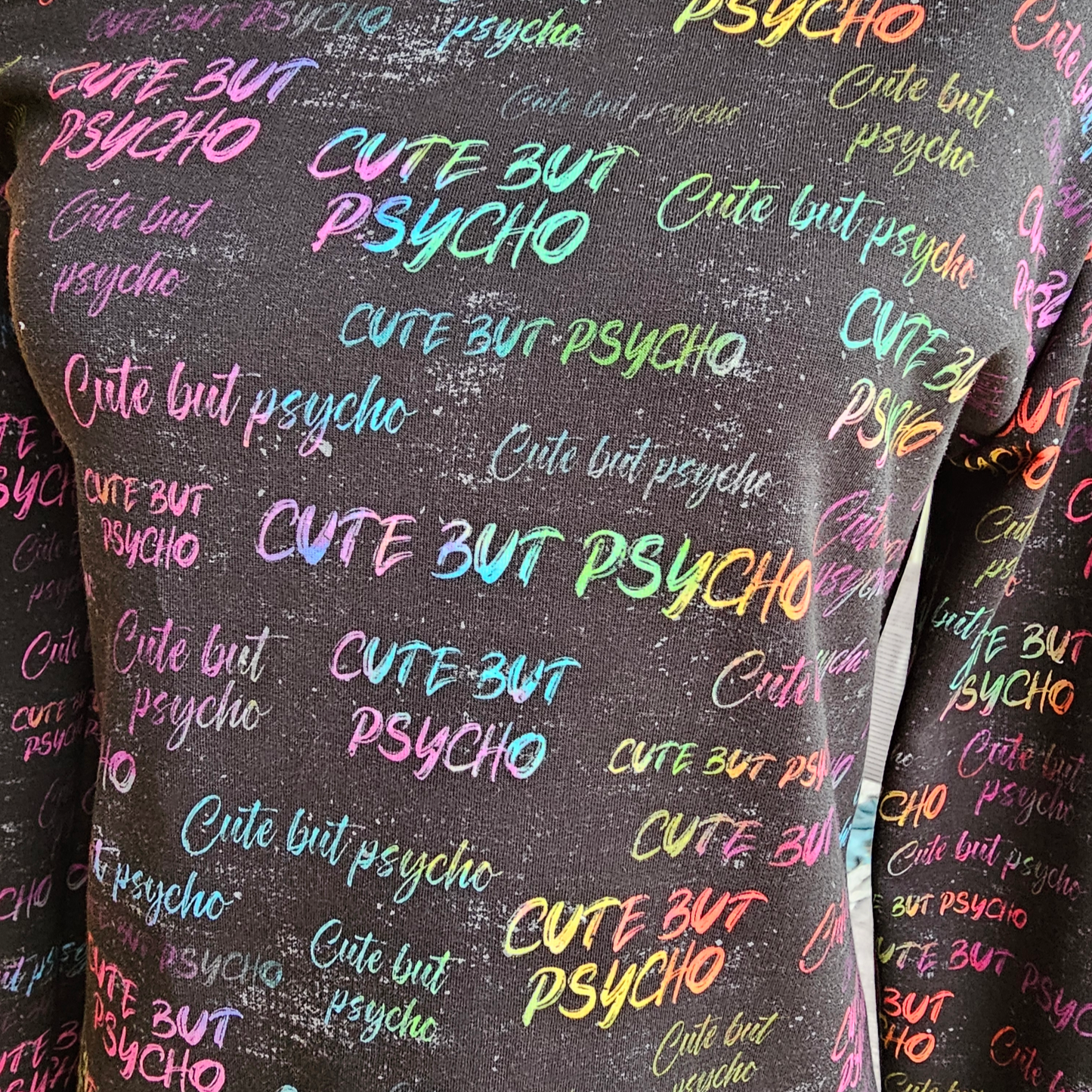 0,5m Cute but Psycho Rainbow Grunge French Terry