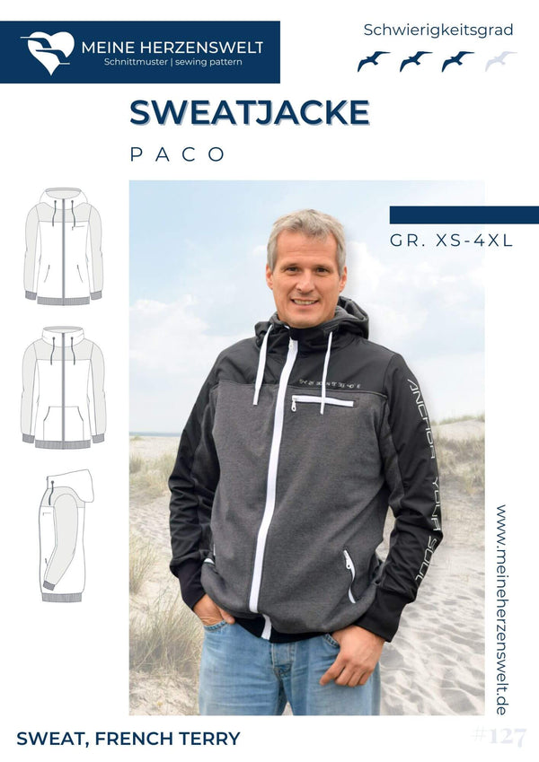 Papierschnittmuster Mein Paco Sweatjacke Herren