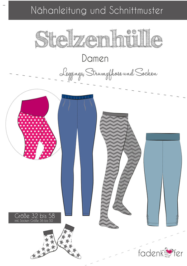 Papierschnittmuster Stelzenhüllen Fadenkäfer 32 bis 58