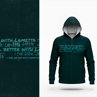 0,5m i feel Better with Lametta kombi mit Schrift Bio KuschelSweat mit kleinen Druckfehlern