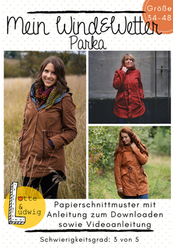 Papierschnittmuster Wind und Wetter Parka 34 bis 48 Lotte und Ludwig