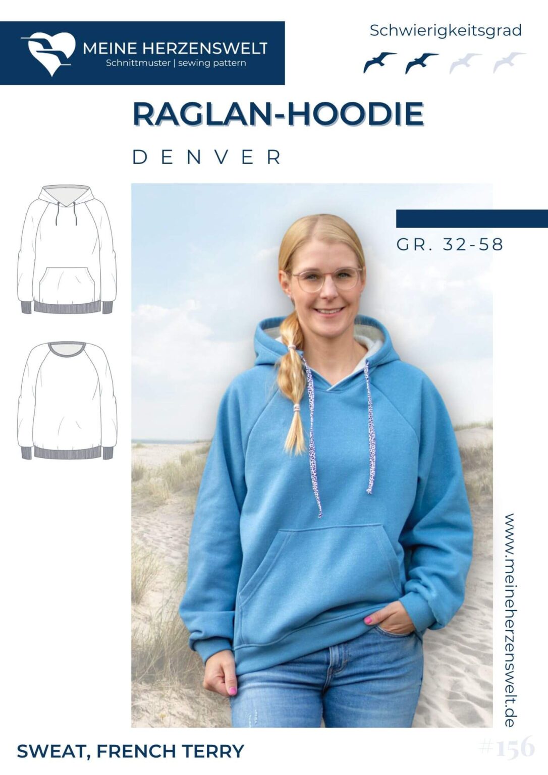 Papierschnittmuster Raglan Hoodie Denver