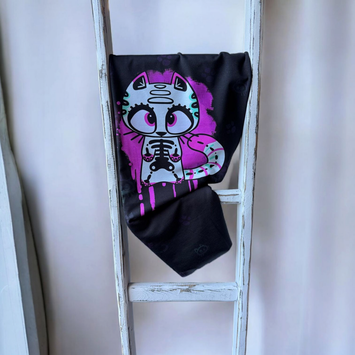 0,75 m Jersey Panel Skull cat Tintenrebell