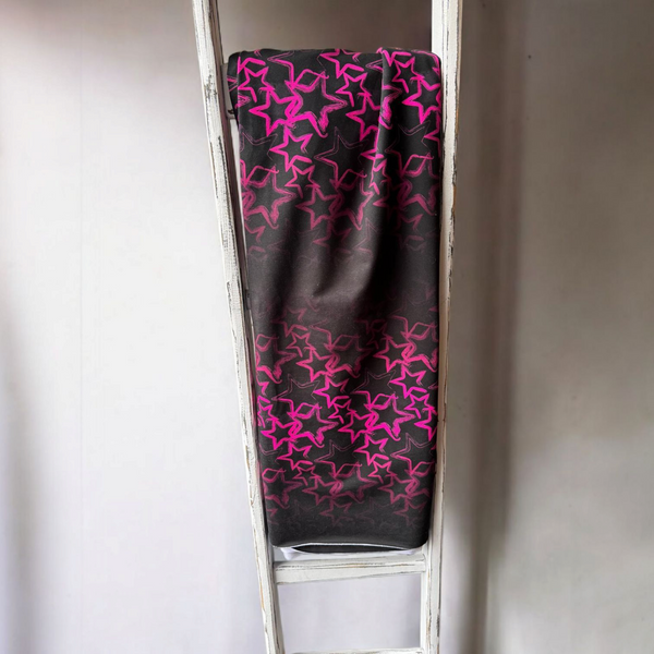 0,5m French Terry Grungestars pink schwarz