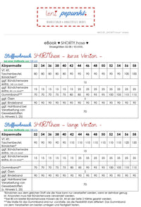 PAPIERSCHNITTMUSTER # 117 SHORTY.hose UNISEX Gr. 32-58/XS-XXXL  Leni pepunkt