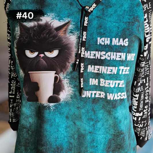 Vorbestellung: 1m Bio KuschelSweat "Böse Katze"