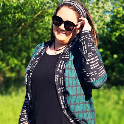 0,5m Bündchen ich atme ein ich raste aus schwarz weiß