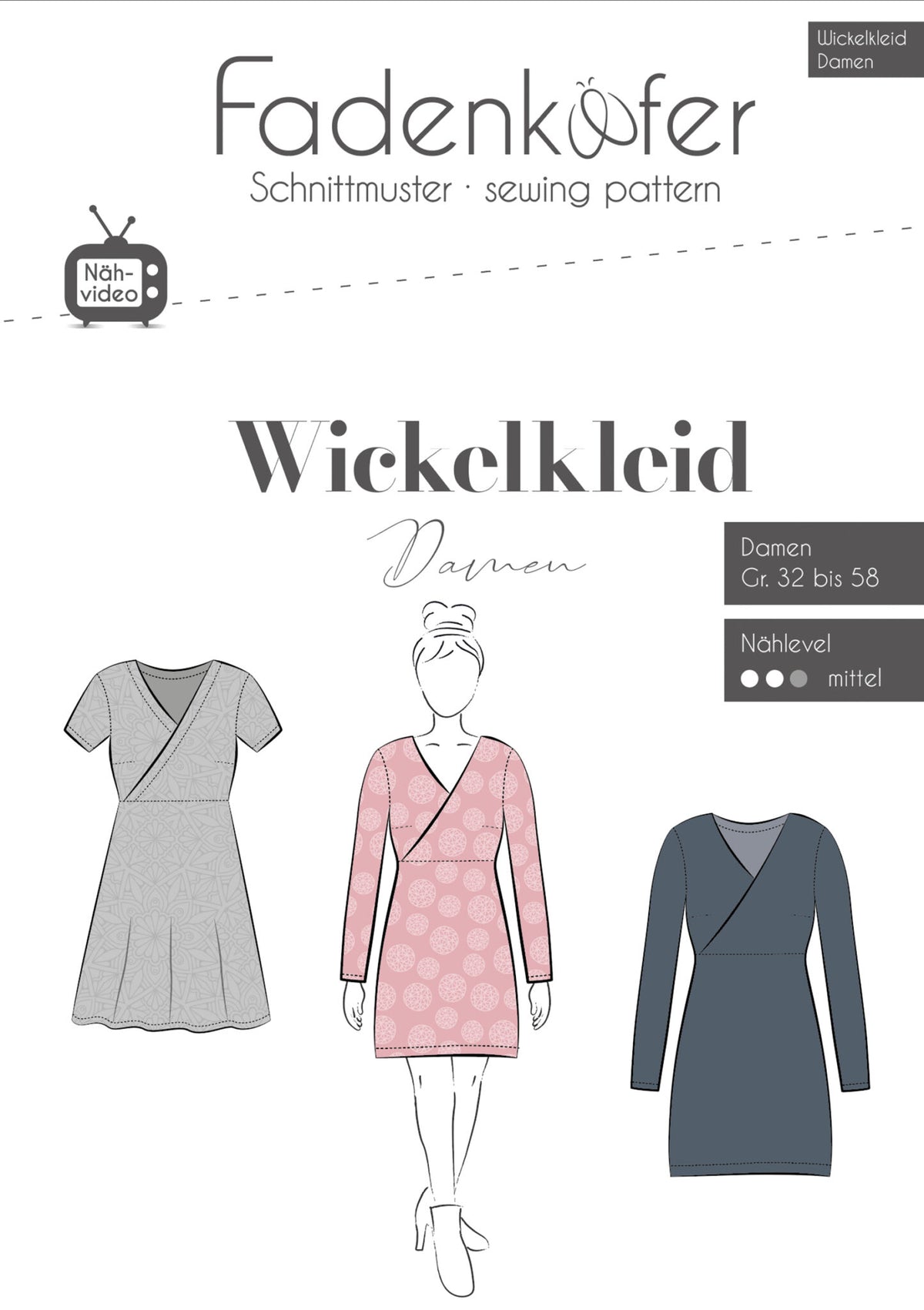 Papierschnittmuster Wickelkleid Fadenkäfer 32 bis 58