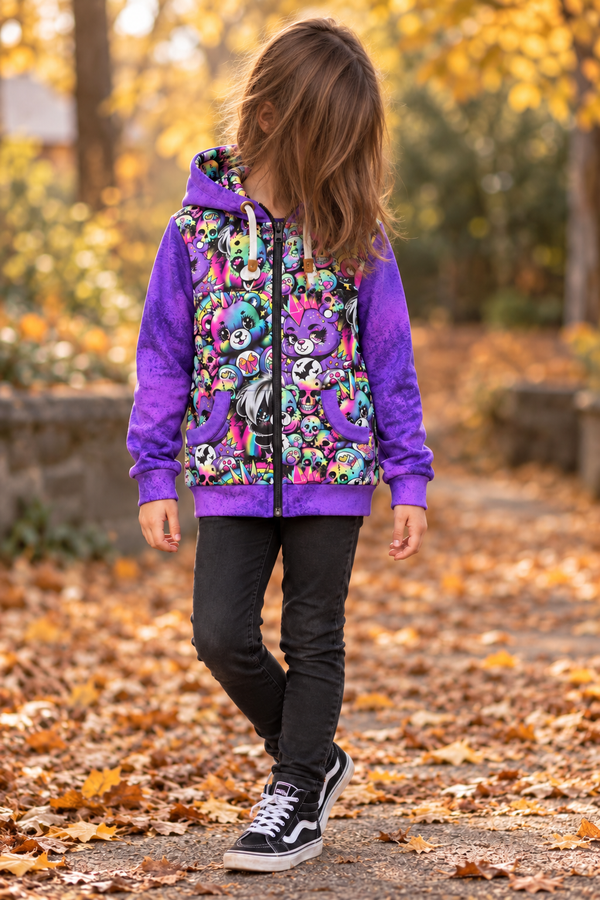 SelbstNäh-SchnäppchenGlück Sweatjacke Punkbärchen Größe 74 bis 164