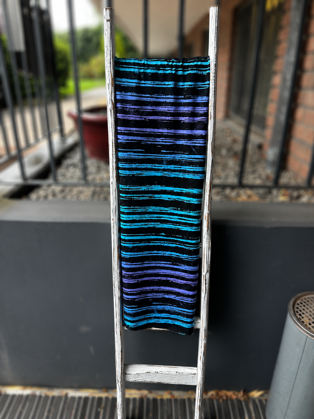 0,5m French Terry Grungestripes lila türkis
