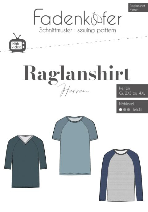 Papierschnittmuster Raglanshirt Herren Fadenkäfer