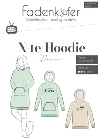 Papierschnittmuster X-te Hoodie Fadenkäfer 32 bis 58