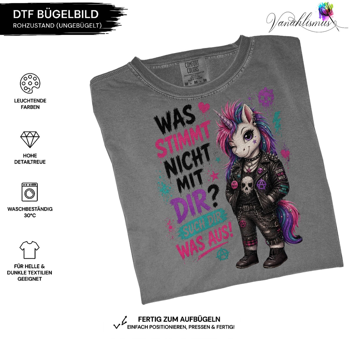 Bügelbild was stimmt mit dir nicht ? Schwarz bunt