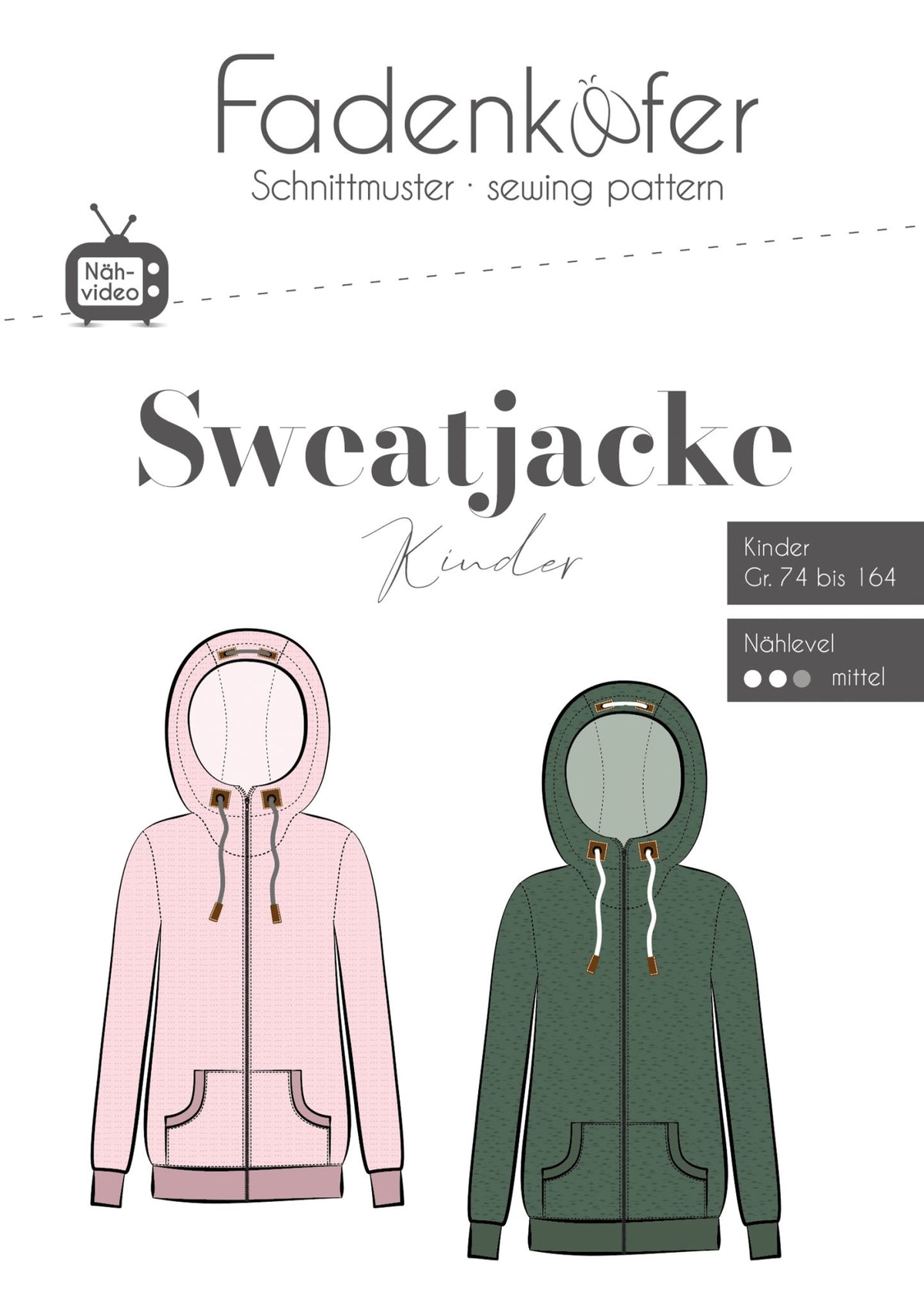 Papierschnittmuster Sweatjacke Fadenkäfer 74 bis 164