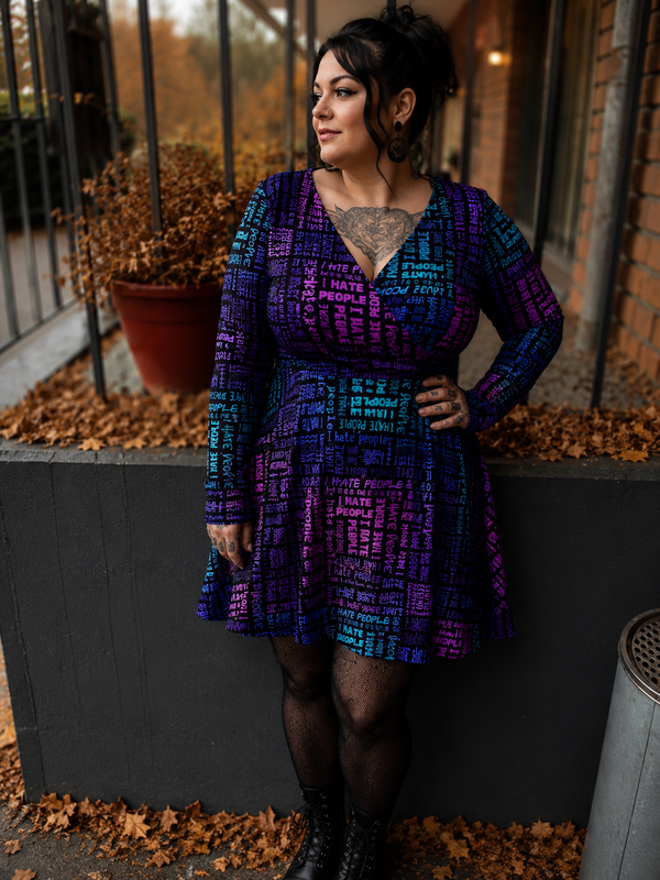 SelbstNäh-SchnäppchenGlück Wickelkleid I hate People Größe 34 bis 58