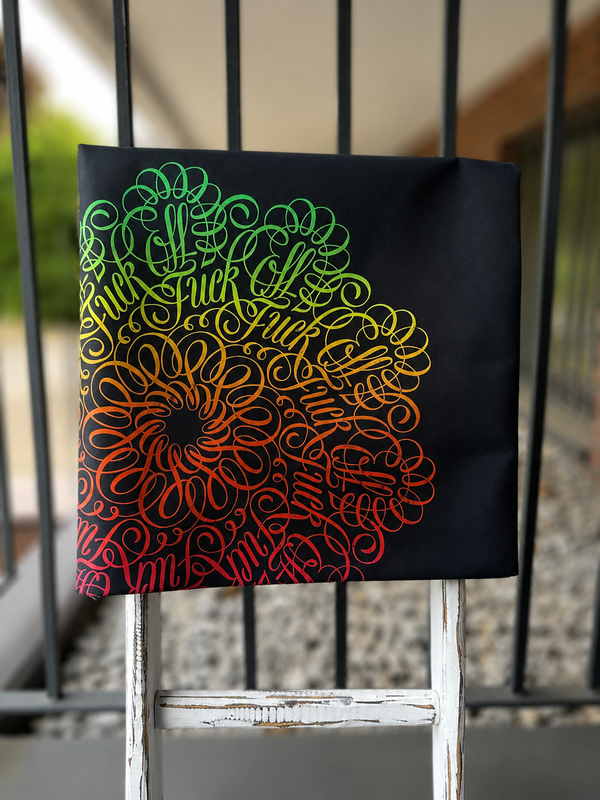 0,5m Mandala fuck off rainbow wasserabweisender Canvas