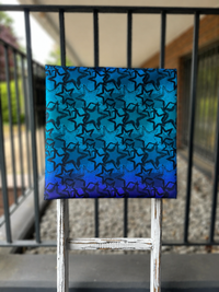 0,5m Grungestars lila türkis wasserabweisender Canvas
