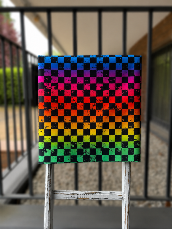 0,5m Schachbrett Rainbow wasserabweisender Canvas