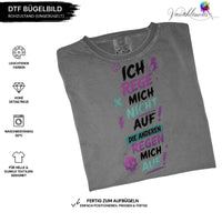 Bügelbild ich reg mich nicht auf Schrift bunt schwarz