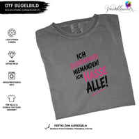Bügelbild „ich hasse alle Schrift“ schwarze Schrift