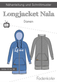 Papierschnittmuster Longjacket Nala Fadenkäfer 32 bis 58