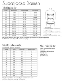 Papierschnittmuster Sweatjacke Fadenkäfer 32 bis 58