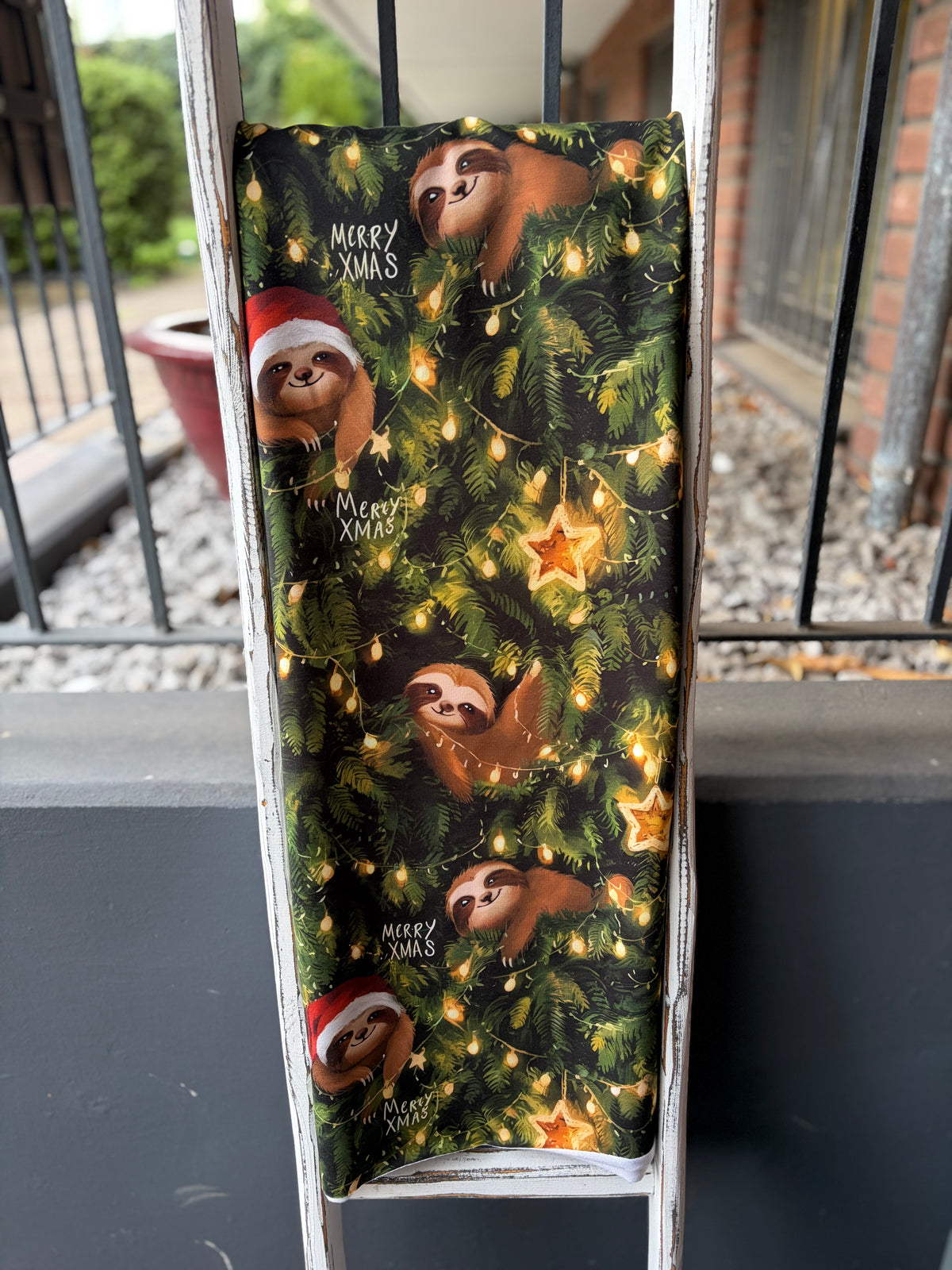 0,5m French Terry "Sloth Christmas"